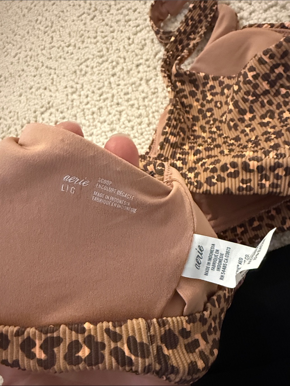 Aerie Leopard Print Bikini Top and Black High-Waist Bottoms - Leopard / Black - Picture 3 of 4